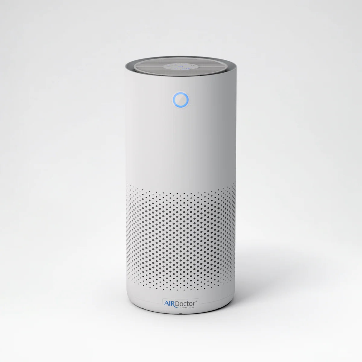 White AirDoctor 1500 cylindrical purifier, shown by the manufacturer on a pale background.