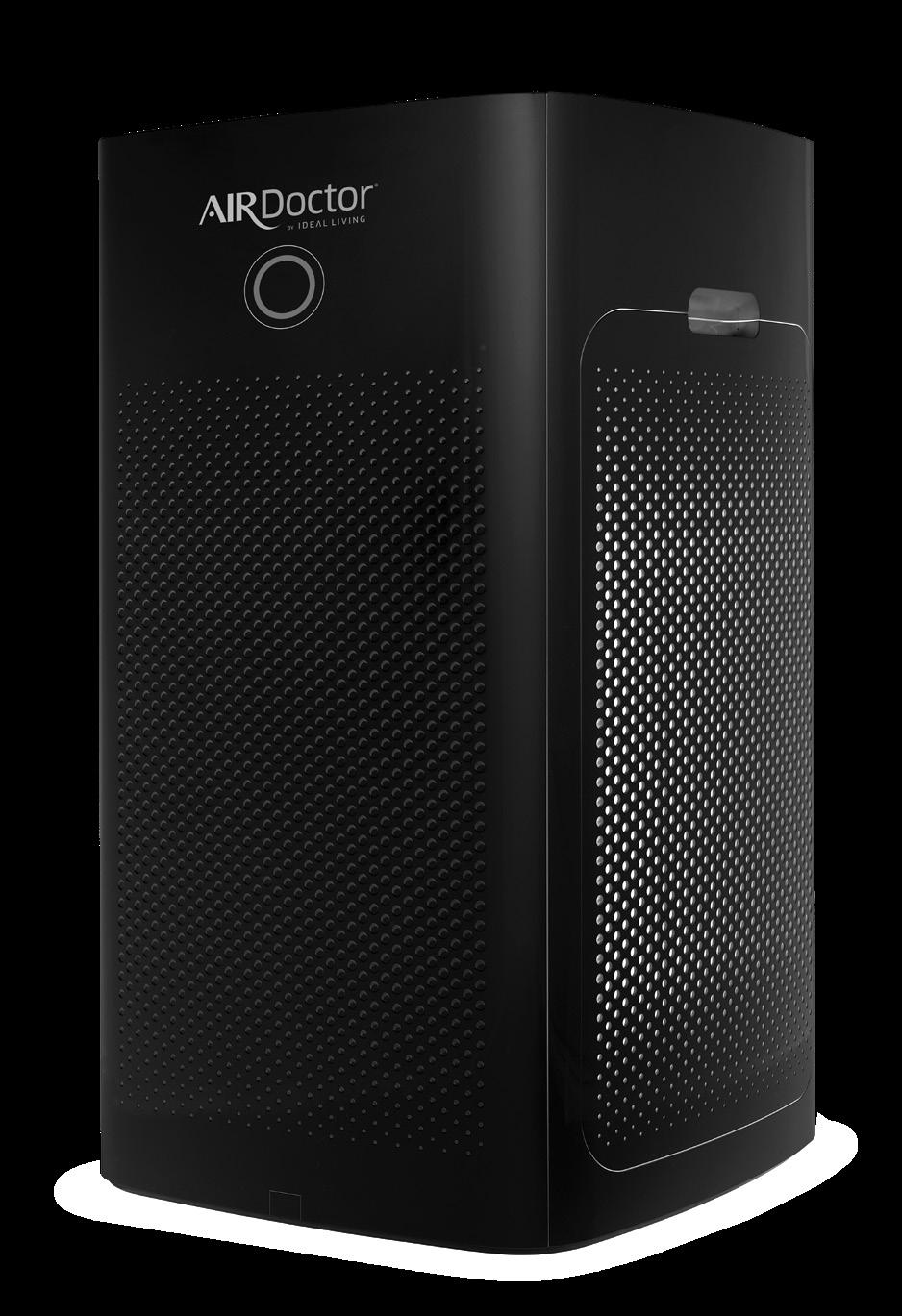 Purificador negro AirDoctor AD5000, tal como aparece en la portada del manual estadounidense del modelo exacto.