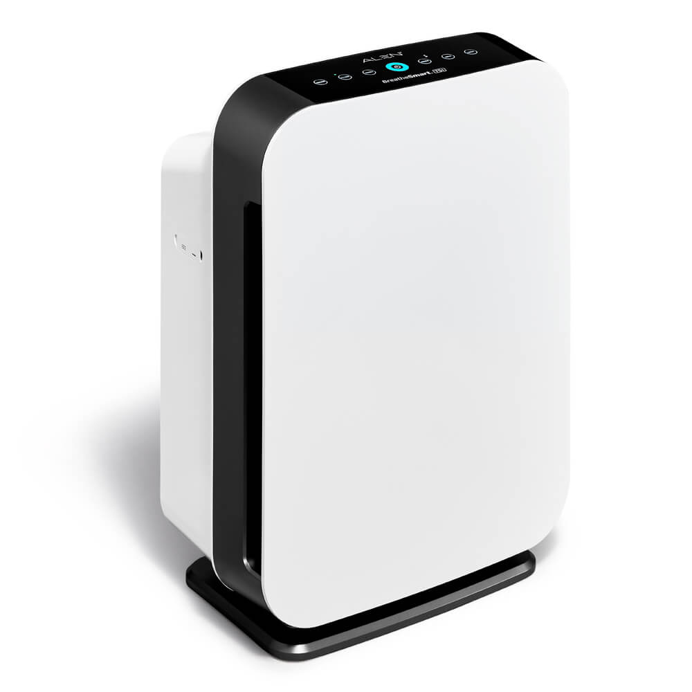 White Alen BreatheSmart 75i purifier, upright rectangular cabinet with top-mounted touch controls