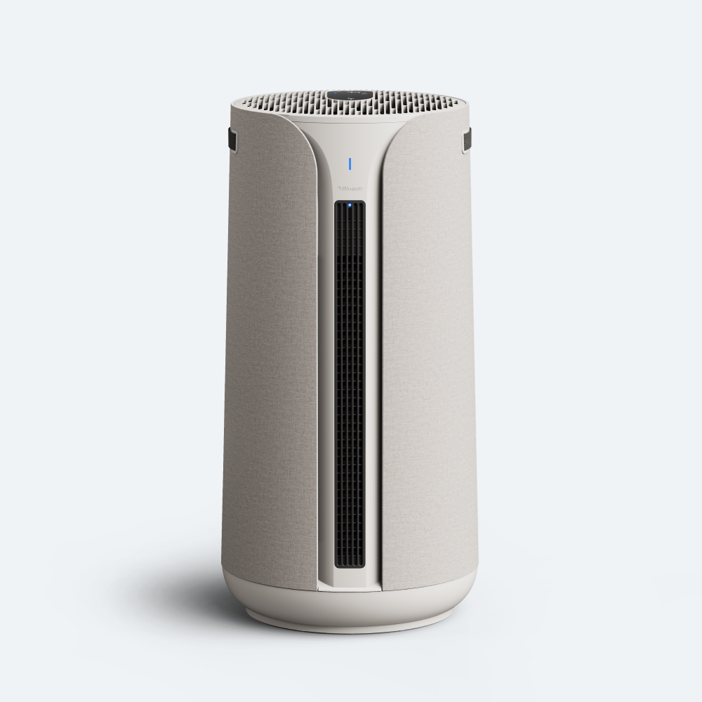 Blueair ComfortPure 3-in-1 T20i purifier with fabric pre-filter panels and front mode outlets