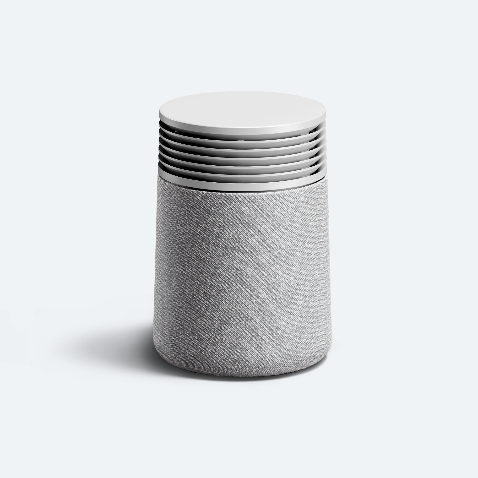 Light Nordic Fog Blueair Blue Signature Small purifier with a fabric-wrapped lower body, horizontal upper outlet and tabletop top