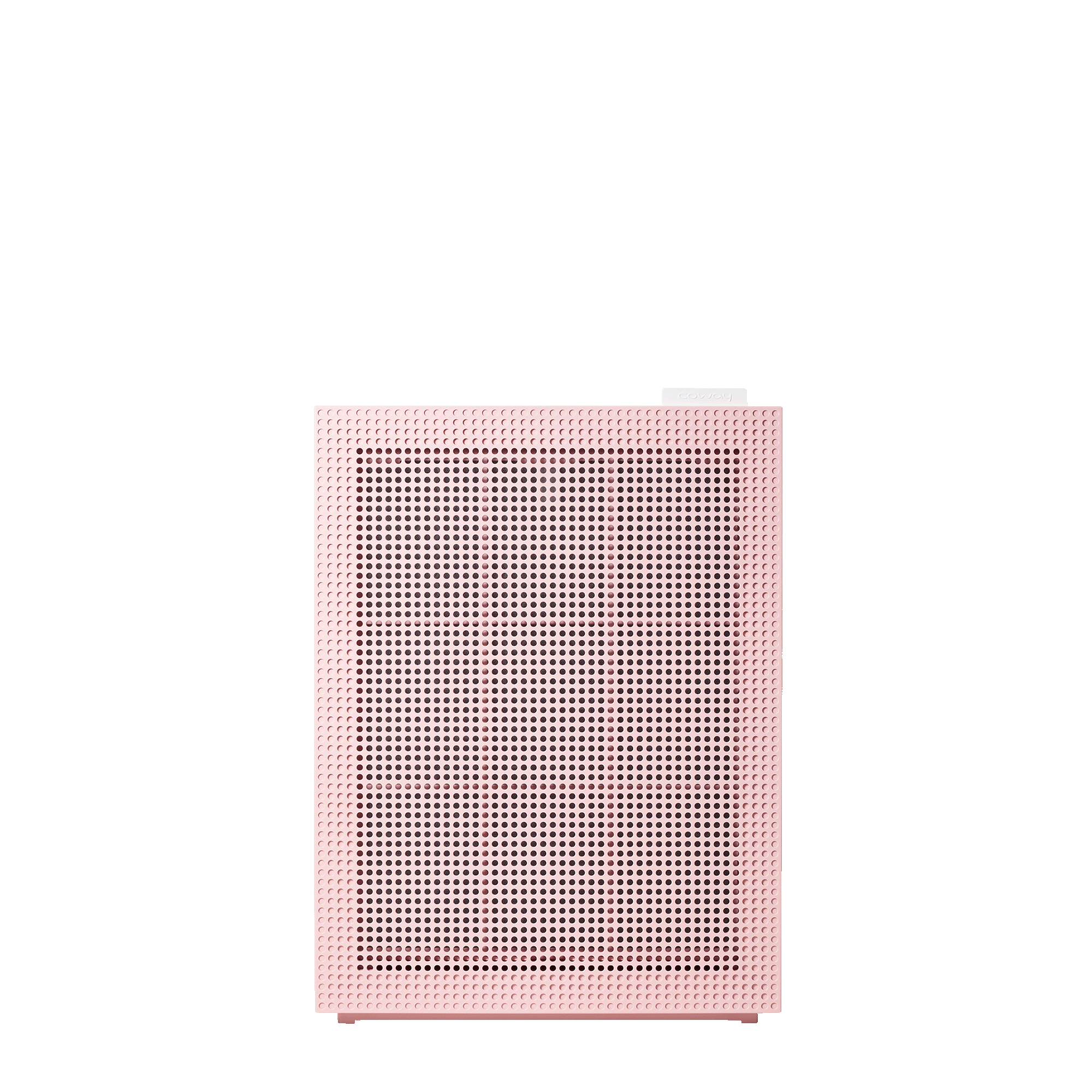 Peony Pink Coway Airmega 150 front view with perforated intake, manufacturer render
