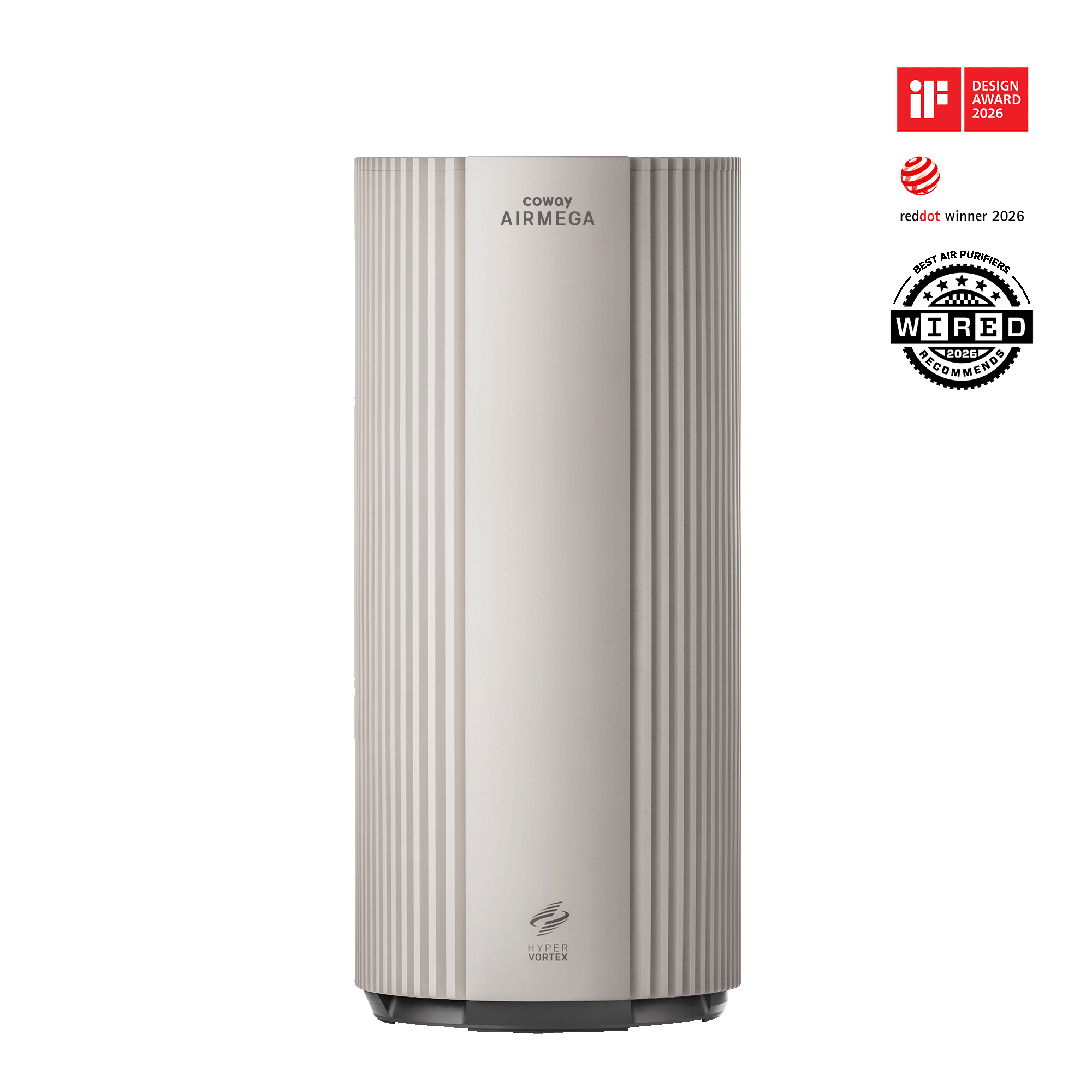 Beige Coway Airmega 450, exact manufacturer render with Coway-displayed award marks