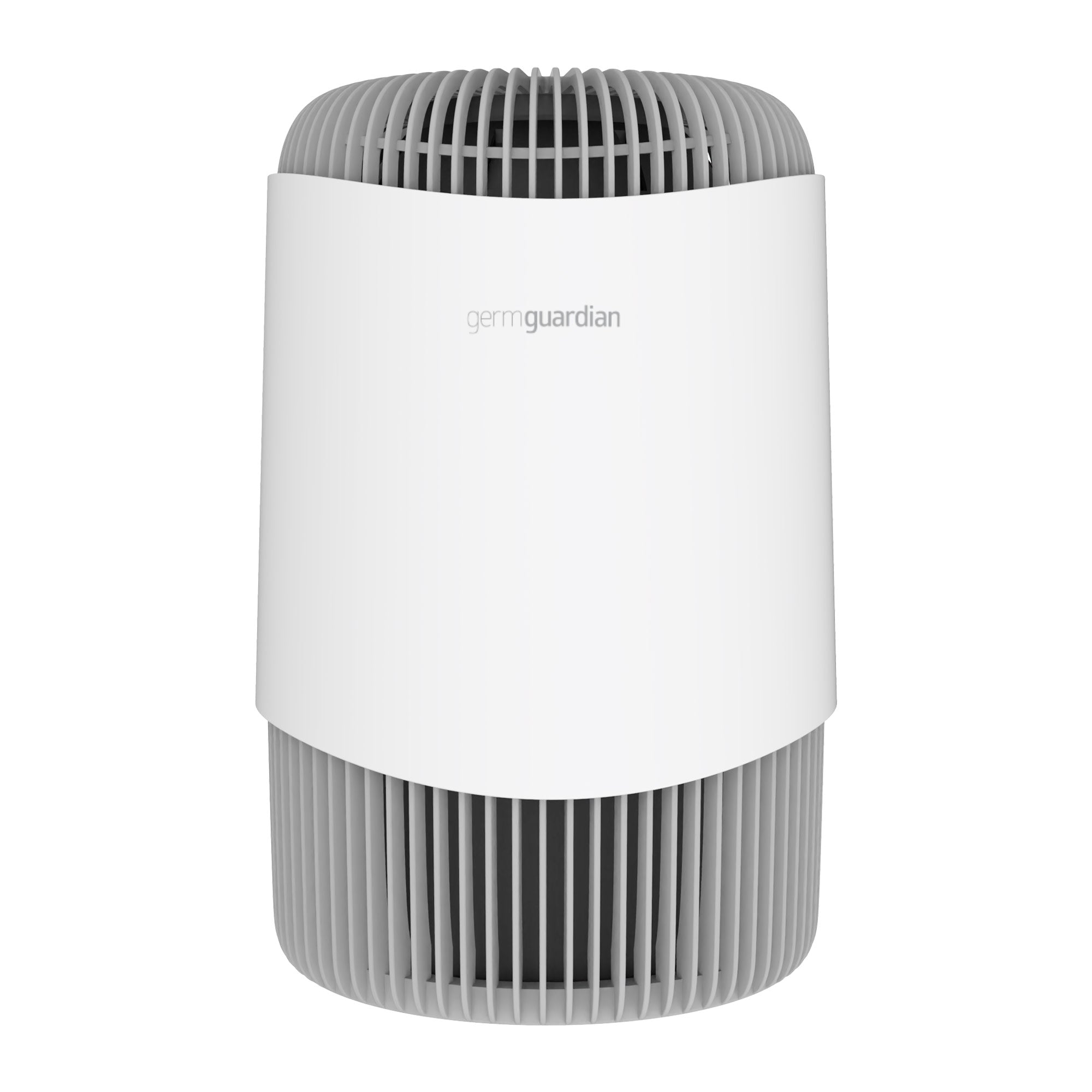 Purificador de sobremesa HEPA PURE blanco GermGuardian AC151, con parte superior gris y entrada de aire inferior
