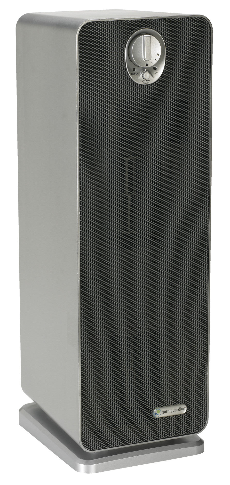 Purificador de torre gris GermGuardian AC4900CA 22-inch con perilla manual de velocidad y botón UV-C