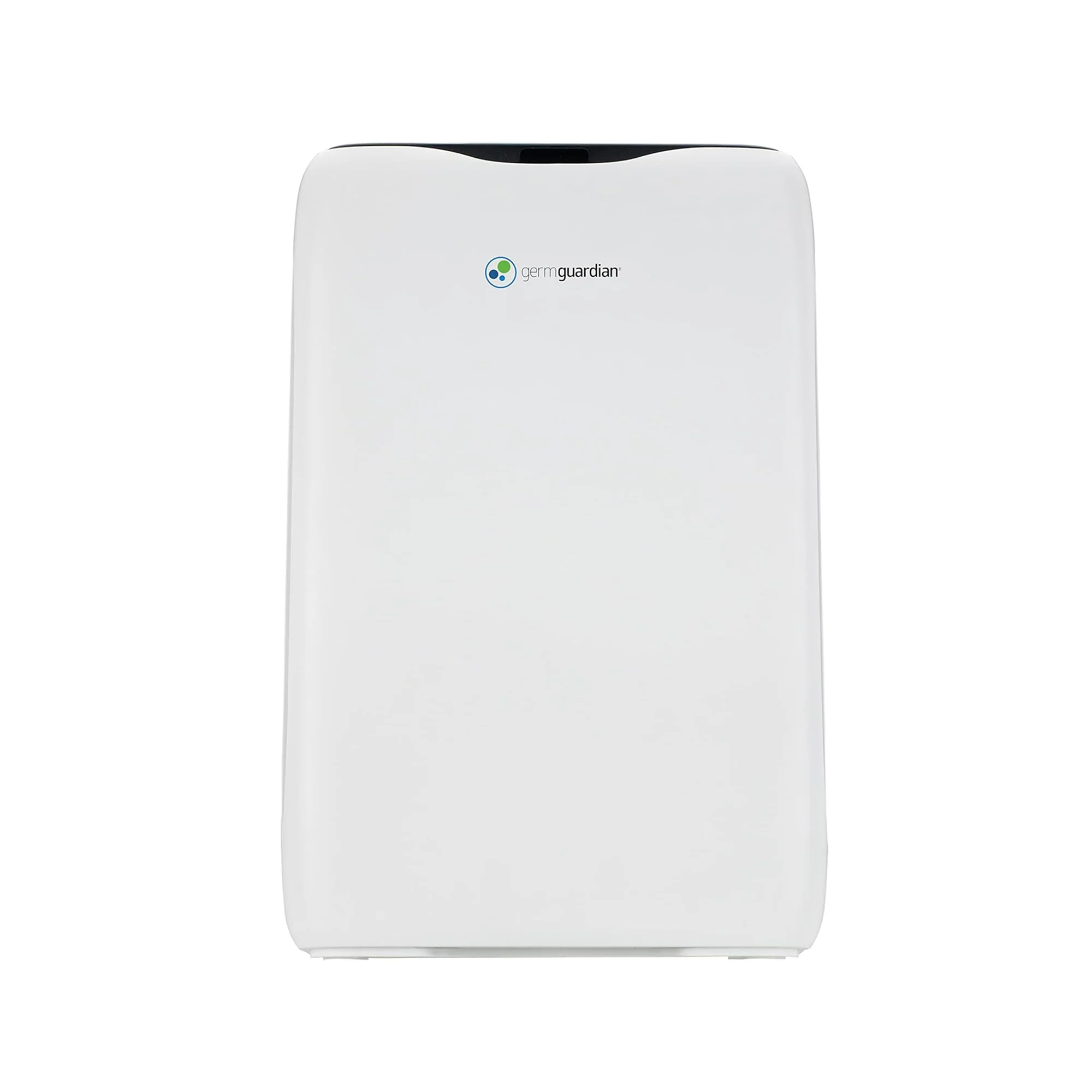 Purificatore a console compatta 18-inch bianco GermGuardian AC5600WDLX, con una stretta striscia nera di controllo