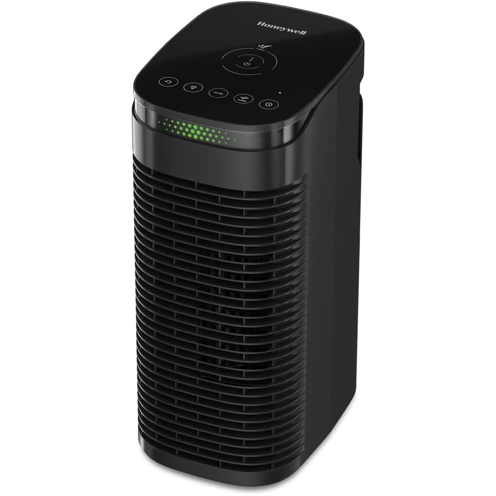 Black Honeywell InSight HPA080B compact HEPA tower purifier with an upper touch-control panel
