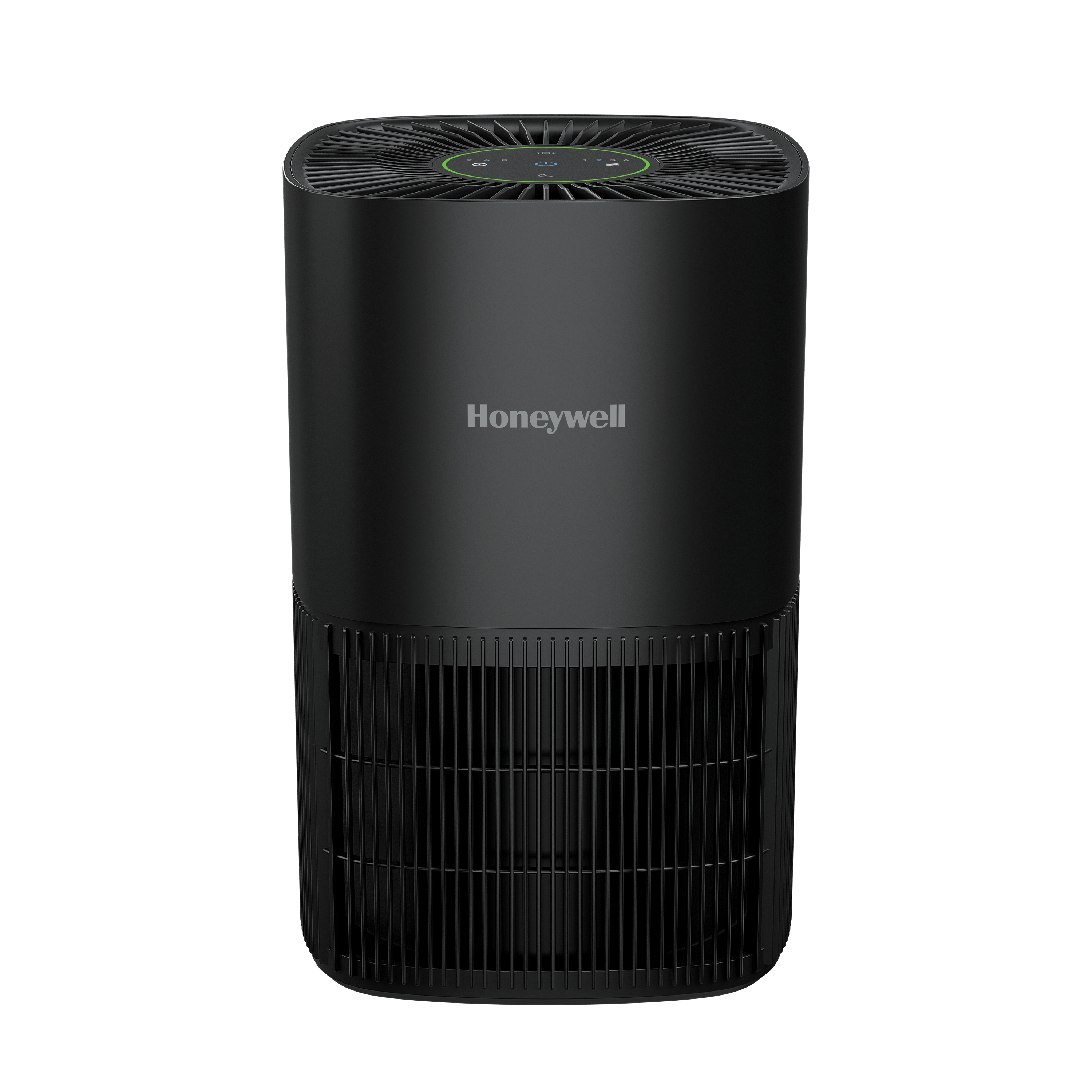Black Honeywell HPA125 tabletop purifier with circular AQSense top panel