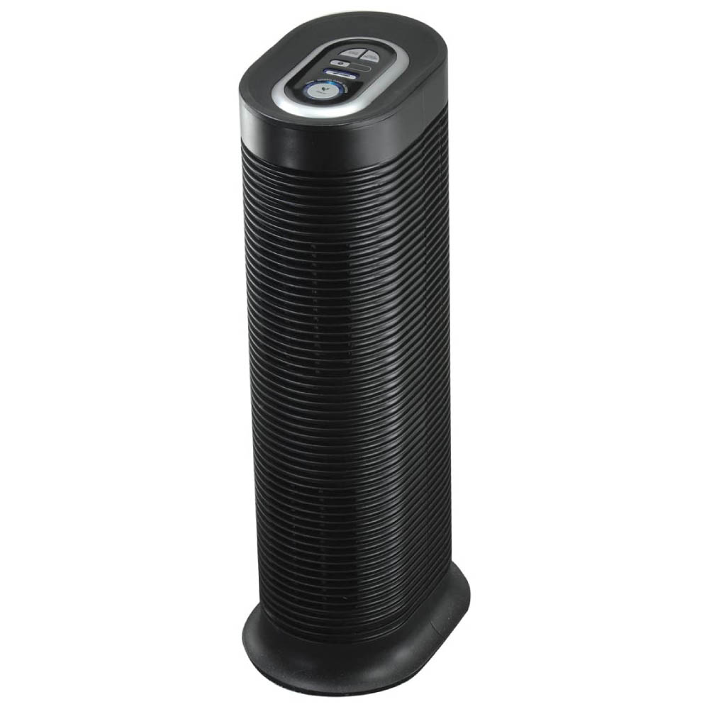 Black Honeywell HPA160 HEPA tower with tap controls and separate shutoff-timer panel
