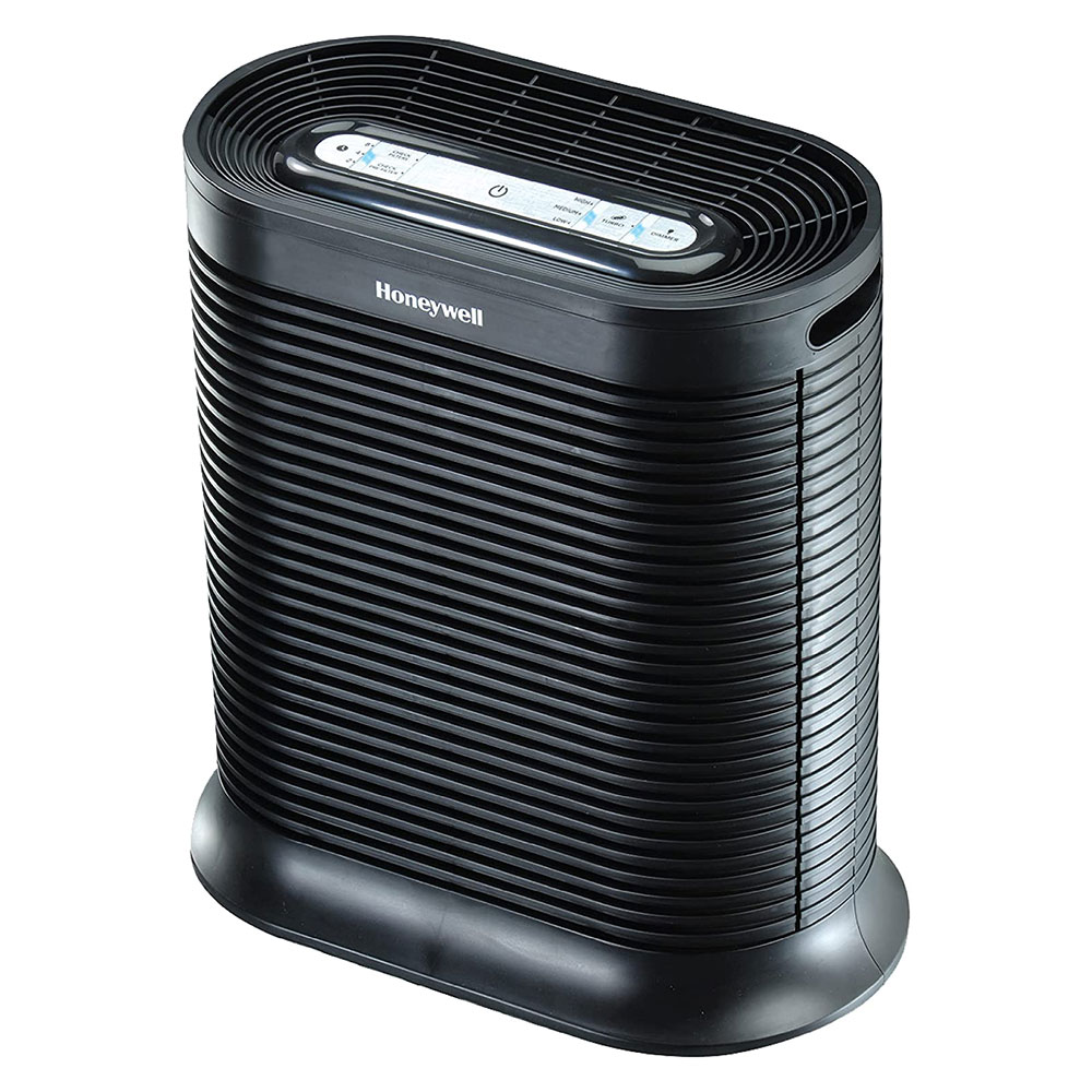 Black Honeywell HPA200 purifier with oval top control strip