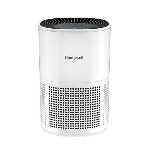 White Honeywell HPA4100 compact cylindrical purifier with perforated intake