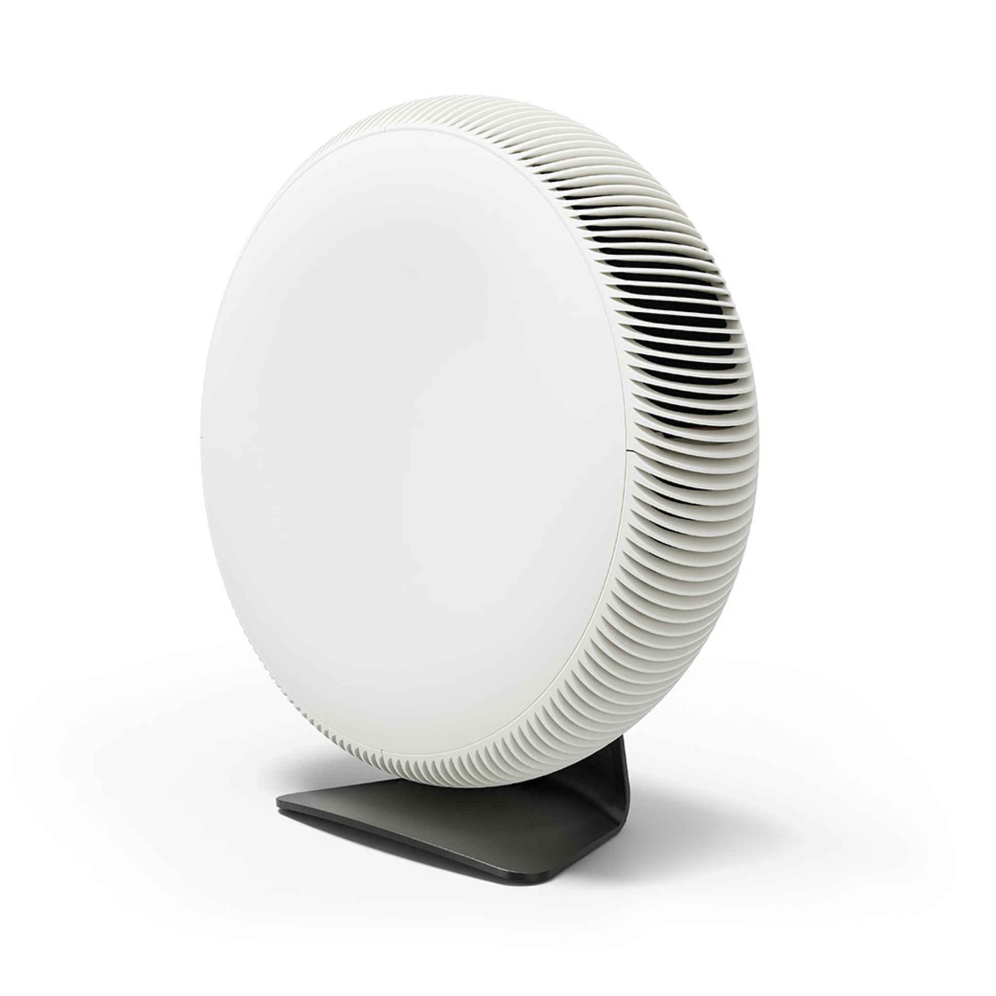 White IQAir Atem X on its wheeled base, manufacturer render.
