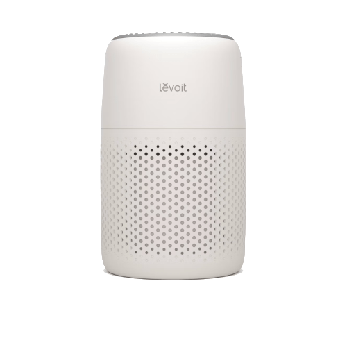 Cream-white Levoit Core Mini-P with Night Light, shown upright with a perforated lower intake