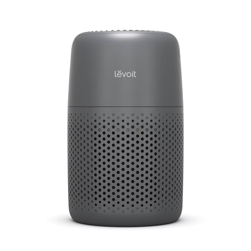 Gray Levoit Core Mini-P with Night Light, shown upright with a perforated lower intake