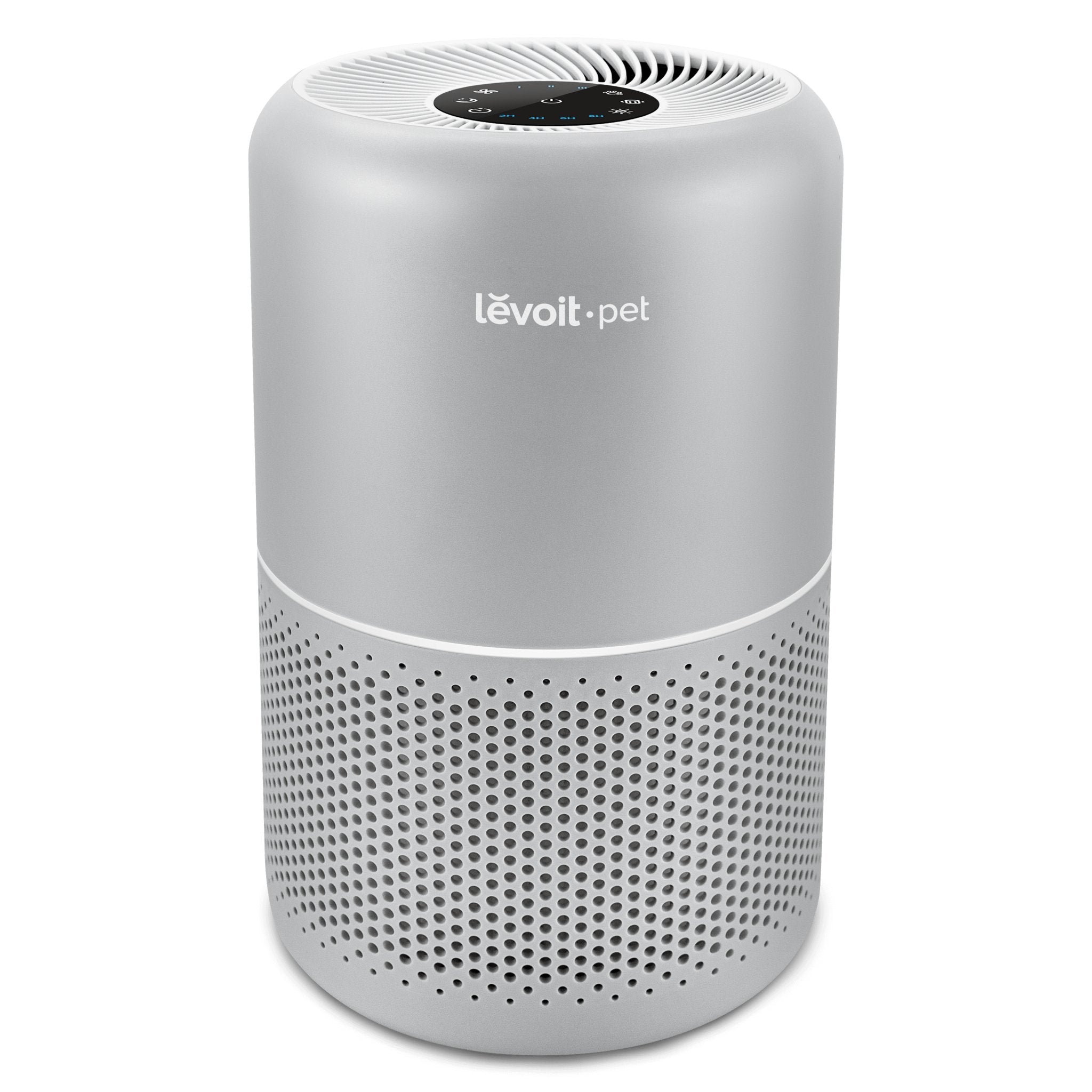 Levoit Core P350-P cylindrical pet-care air purifier with perforated lower intake and top controls, in an official manufacturer render