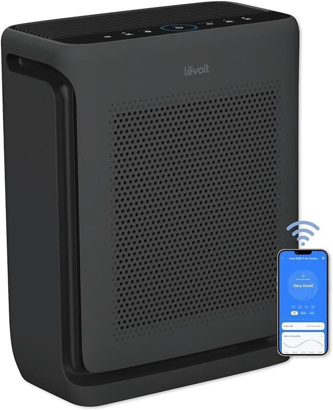 Black Levoit Vital 200S-P manufacturer render