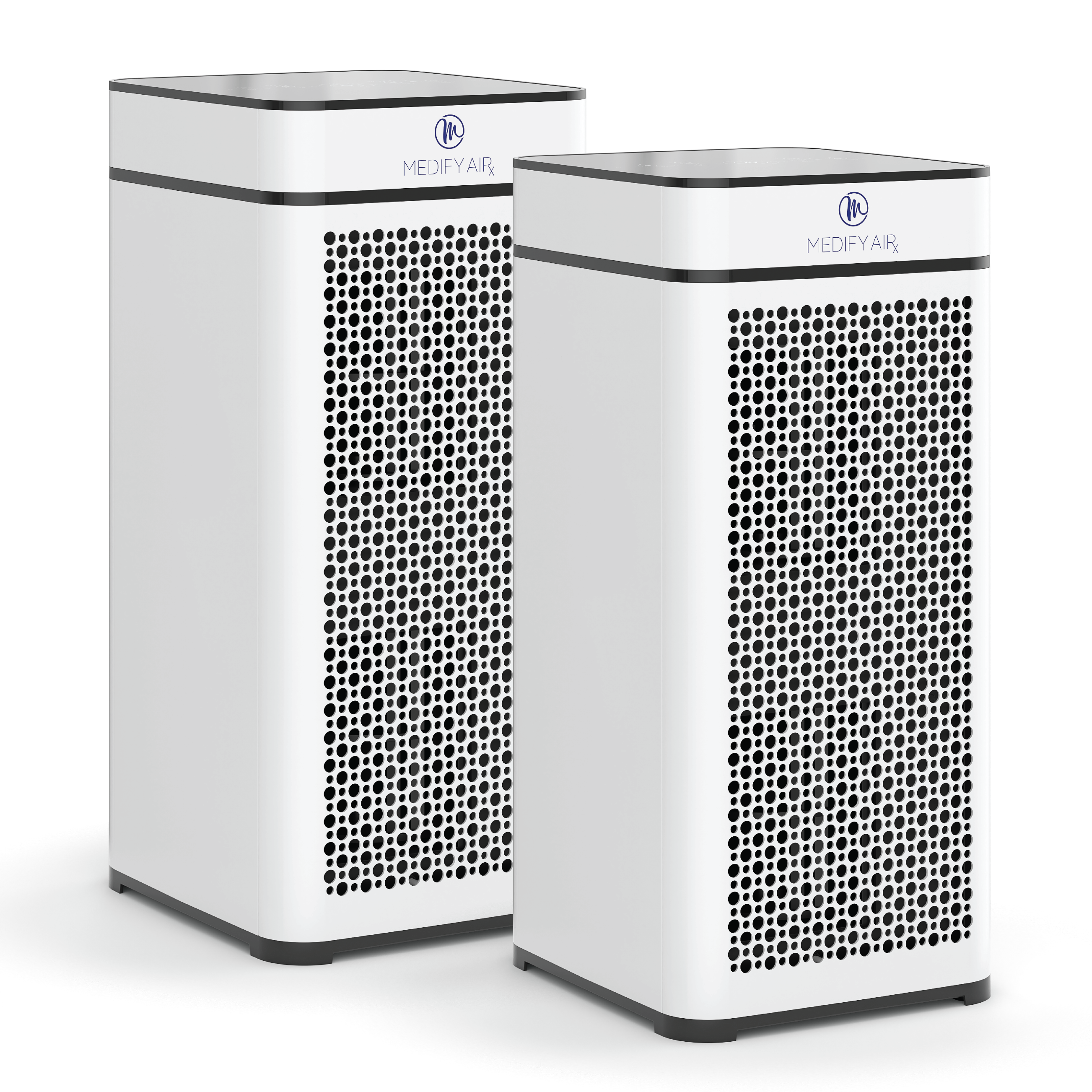 Imagen del fabricante del paquete de dos unidades HEPA blancas Medify MA-40 V3.0.