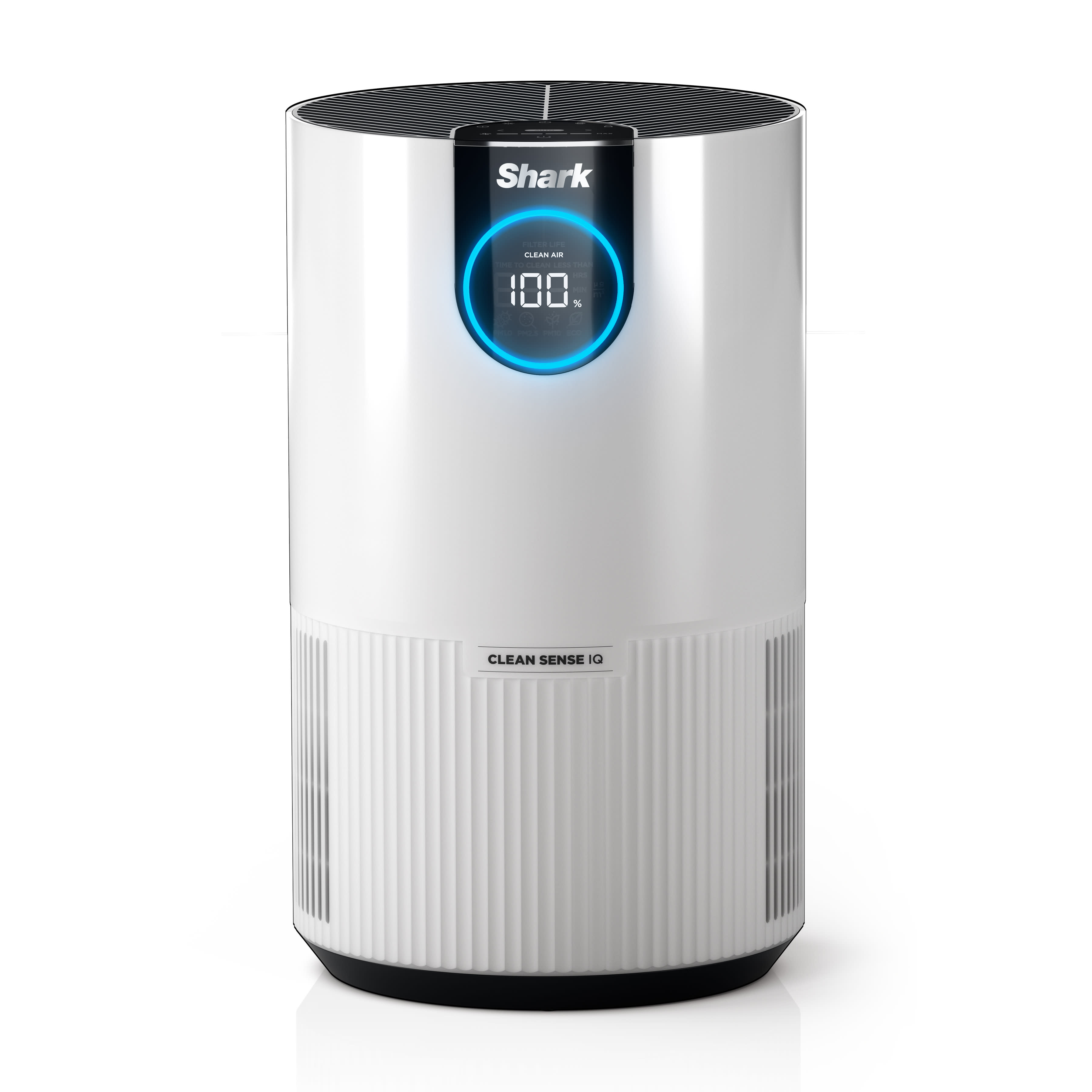 White Shark HP102 cylindrical air purifier with a blue-ring display